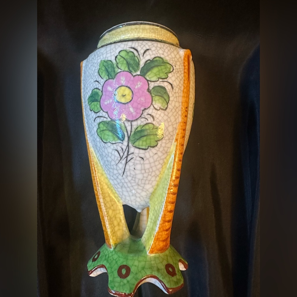 Vintage Japanese Crackle Floral Vase